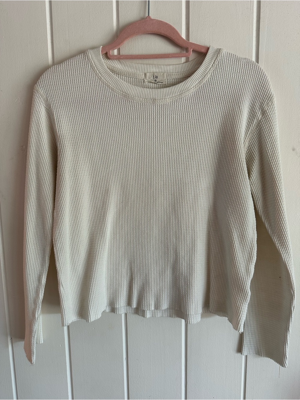T.La Cream Ribbed Crew Neck Long Sleeve